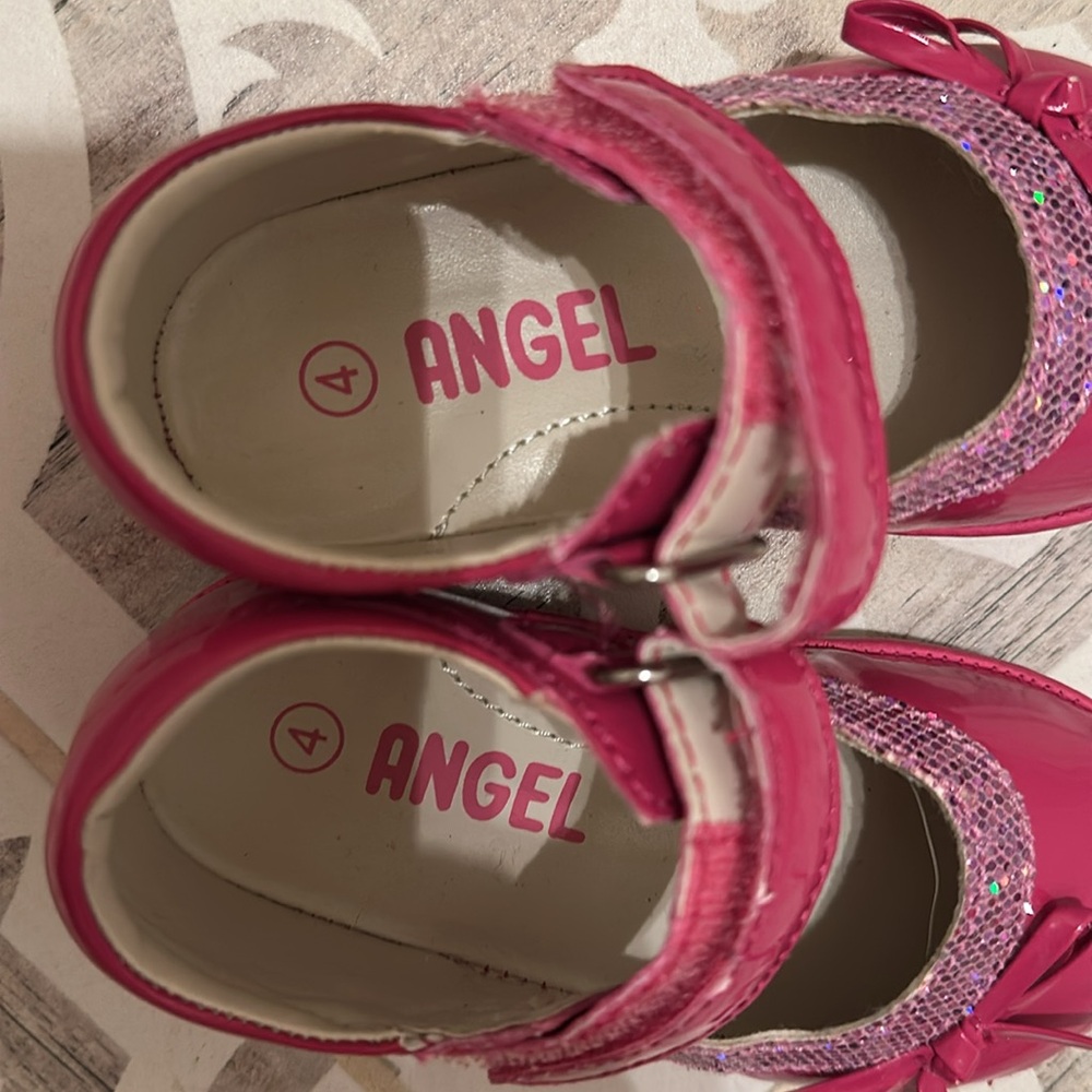 Angel Kids Fuchsia Glitter Dress Shoes - Picture 2 of 5